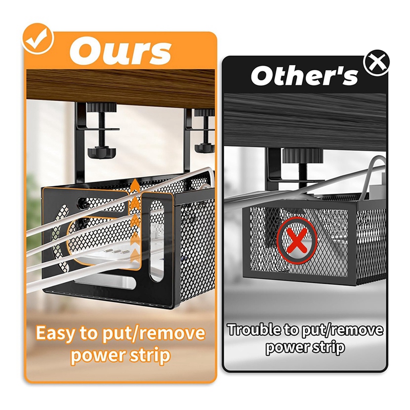 Cable Tray Under Desk - Organizador de Cabos para Armazenamento de